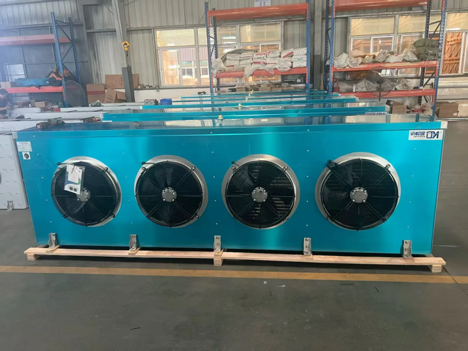 Four-fan cold-room air cooler in the factory