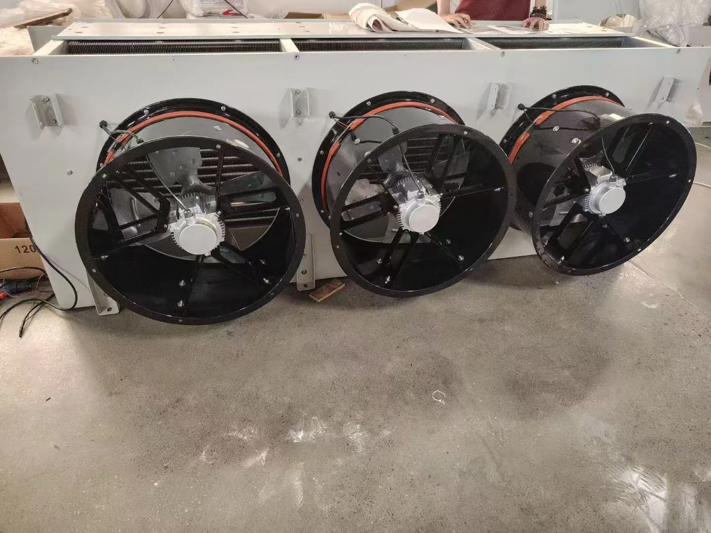 Three-fan air cooler front view