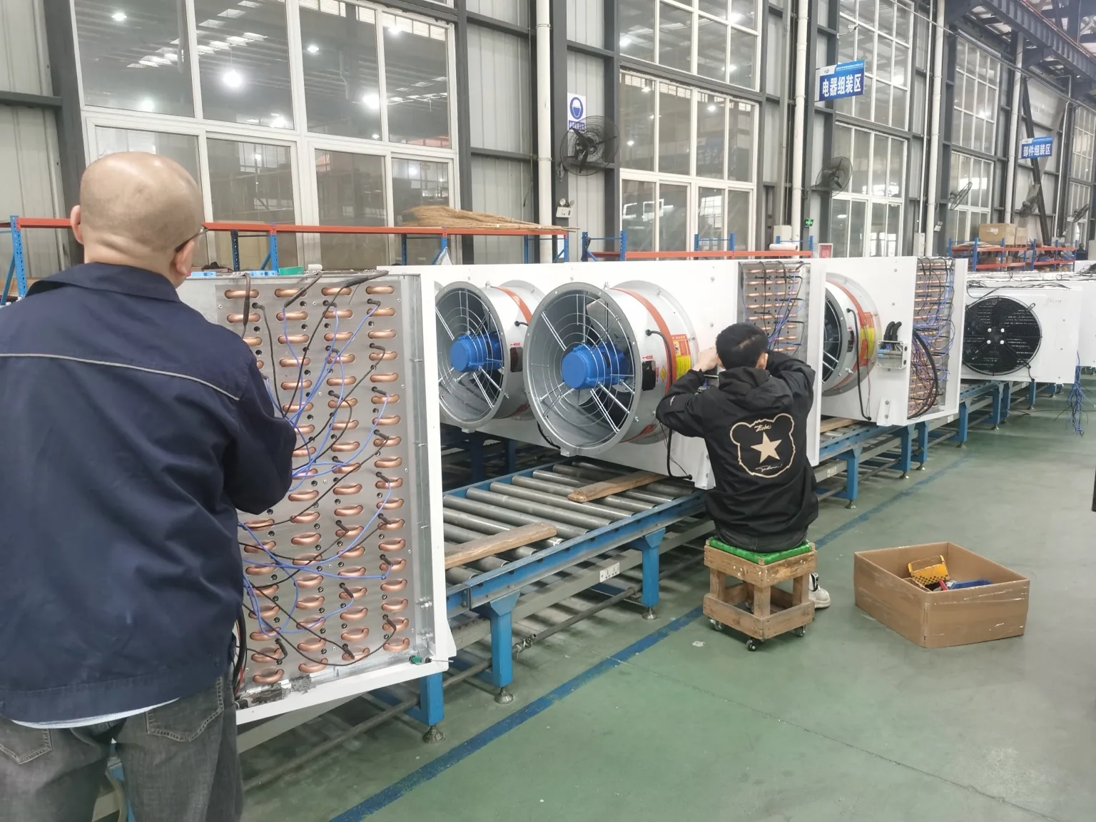 Air cooler coils being assembled in the workshop