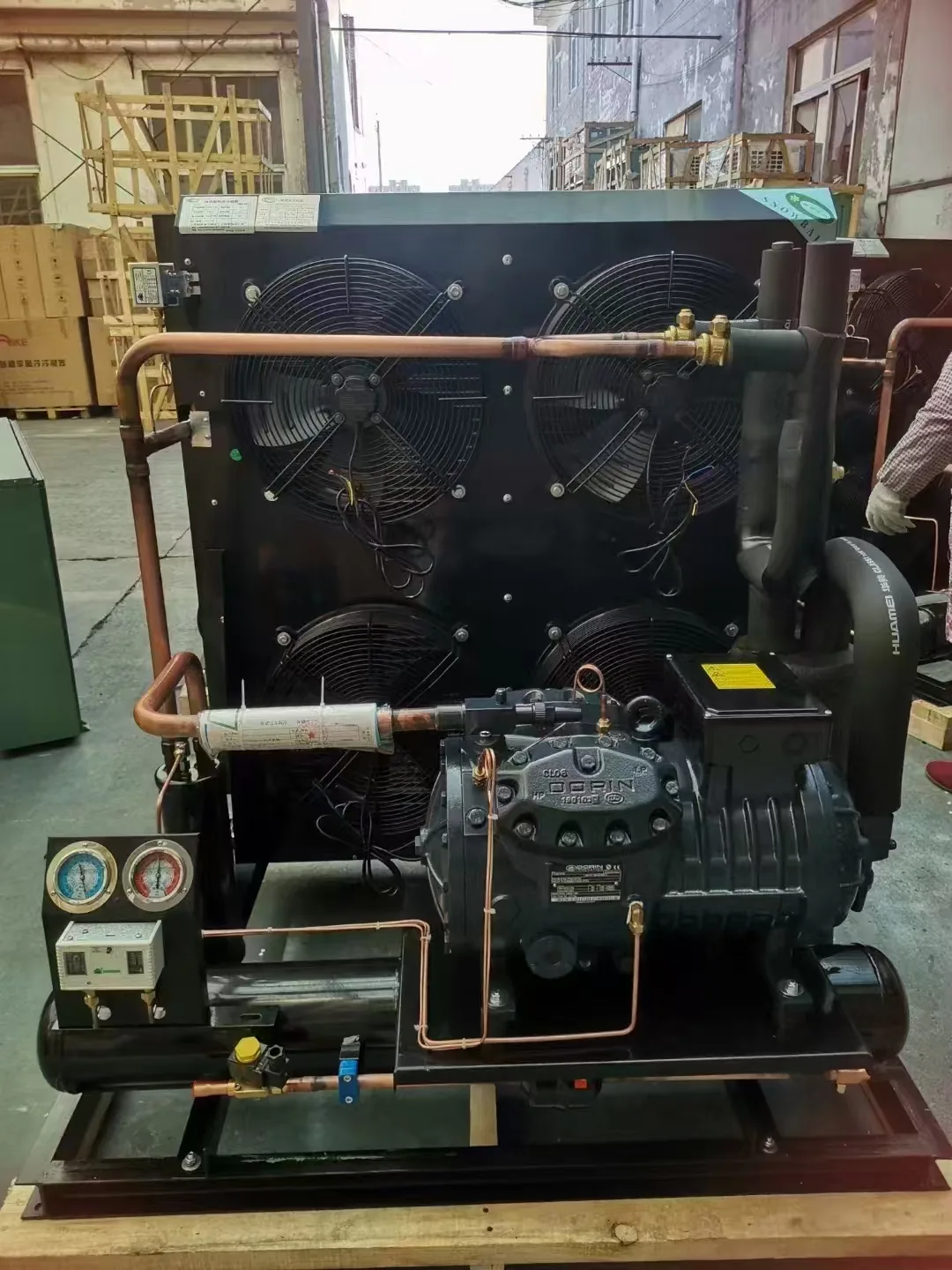 Refrigeration unit photographed during workshop production