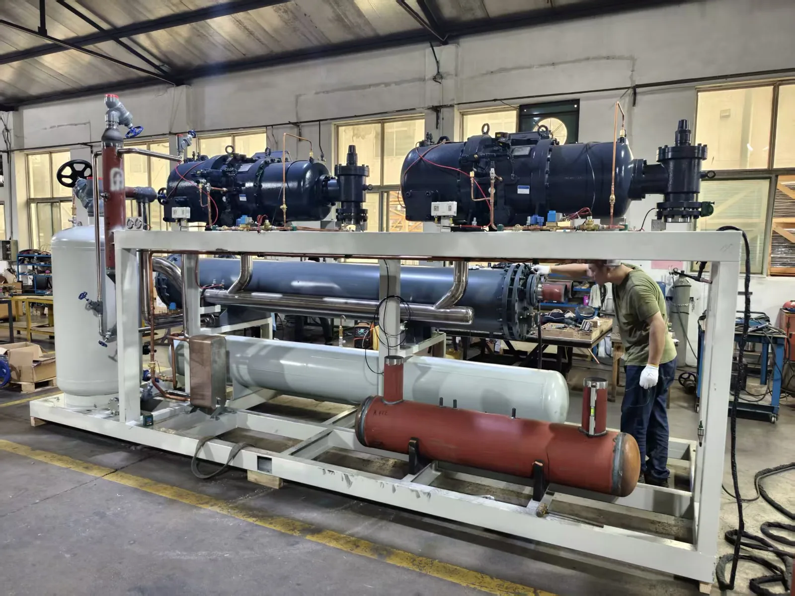 Factory-built refrigeration unit on an open frame